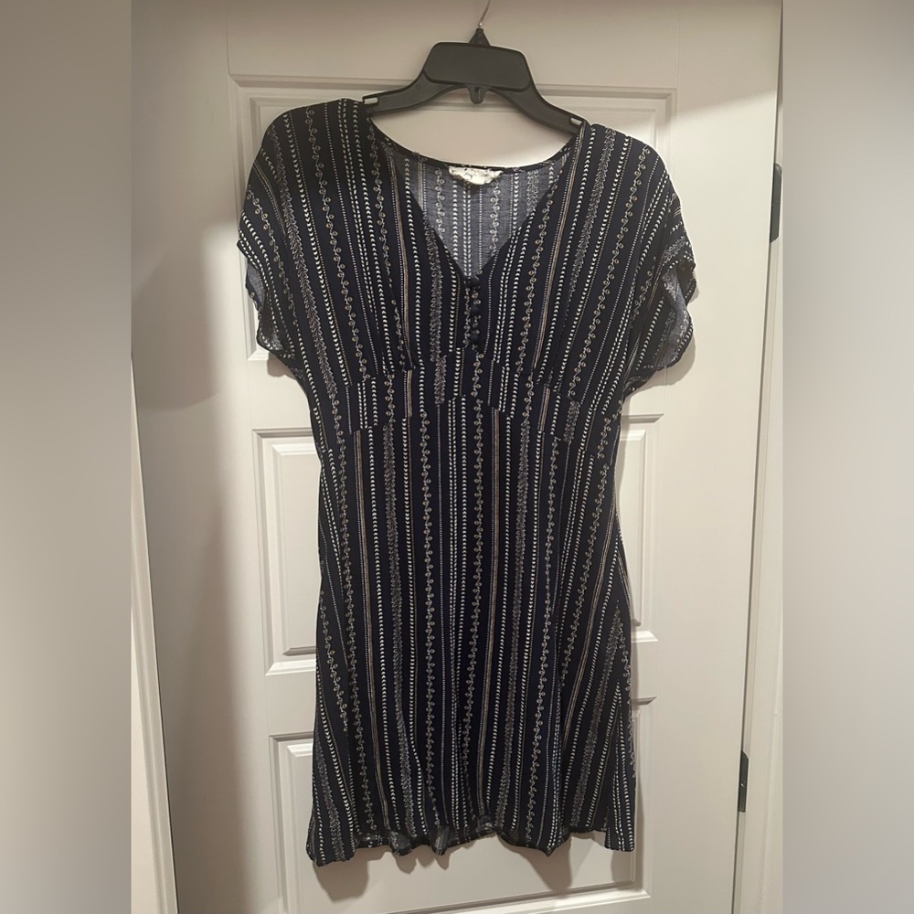Pink Rose Navy Blue Dress